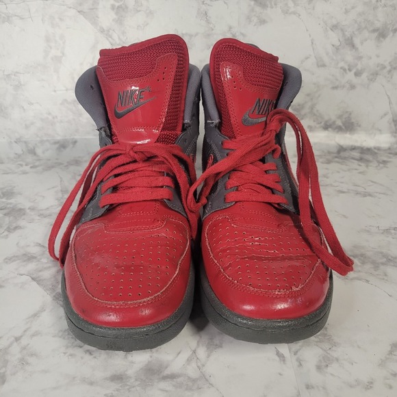 Nike Other - Nike High Top Sneakers Red Charcoal Grey Mesh Athletic Shoes Mens Basketball